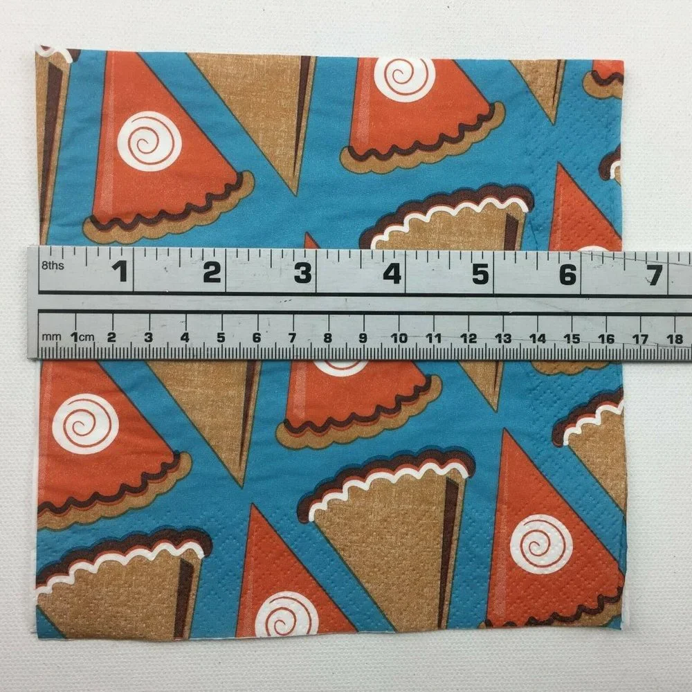 Party Paper Napkins Pumpkin Pie Thanksgiving Fall 12 Count 6.5 x 6.5